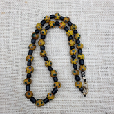 GBR-2. Vintage Black Yellow, green Gabri Eyes Glass Beads Strand Necklace